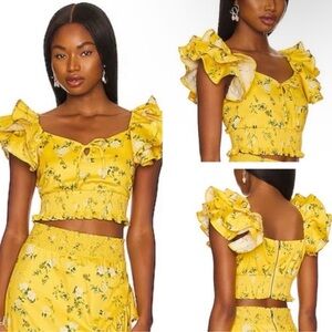 Alice + Olivia Shanae Ruffle Sleeve Top size S